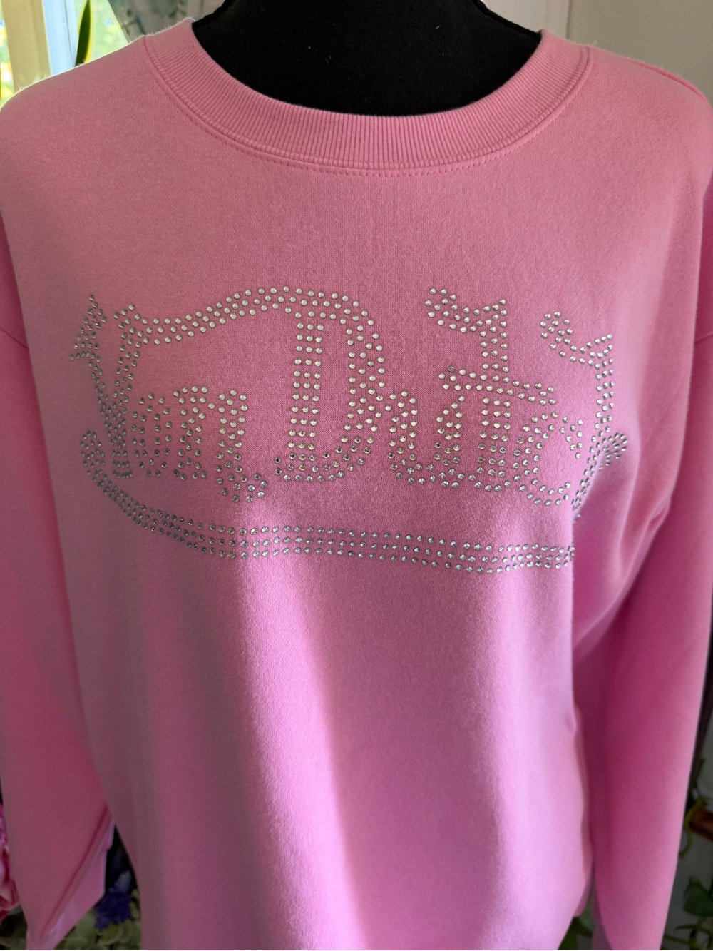 Von Dutch Pink Rhinestone Logo Crewneck Sweatshirt - Picture 2 of 3